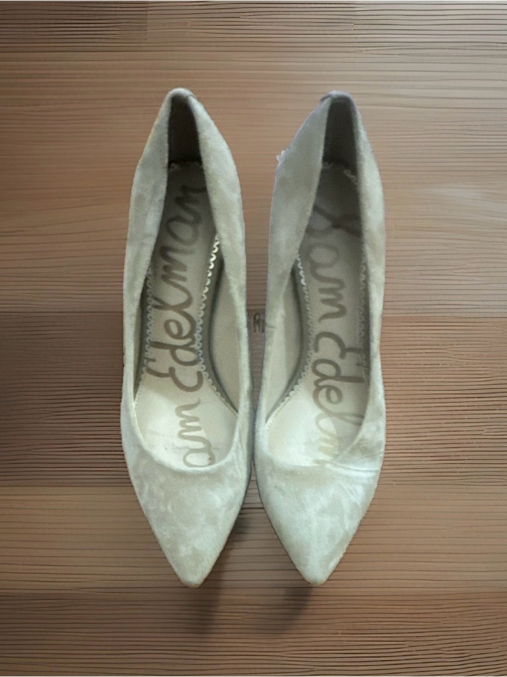 Sam Edelman Taupe Suede Pointed-Toe Pumps Block Heels Sz 8M